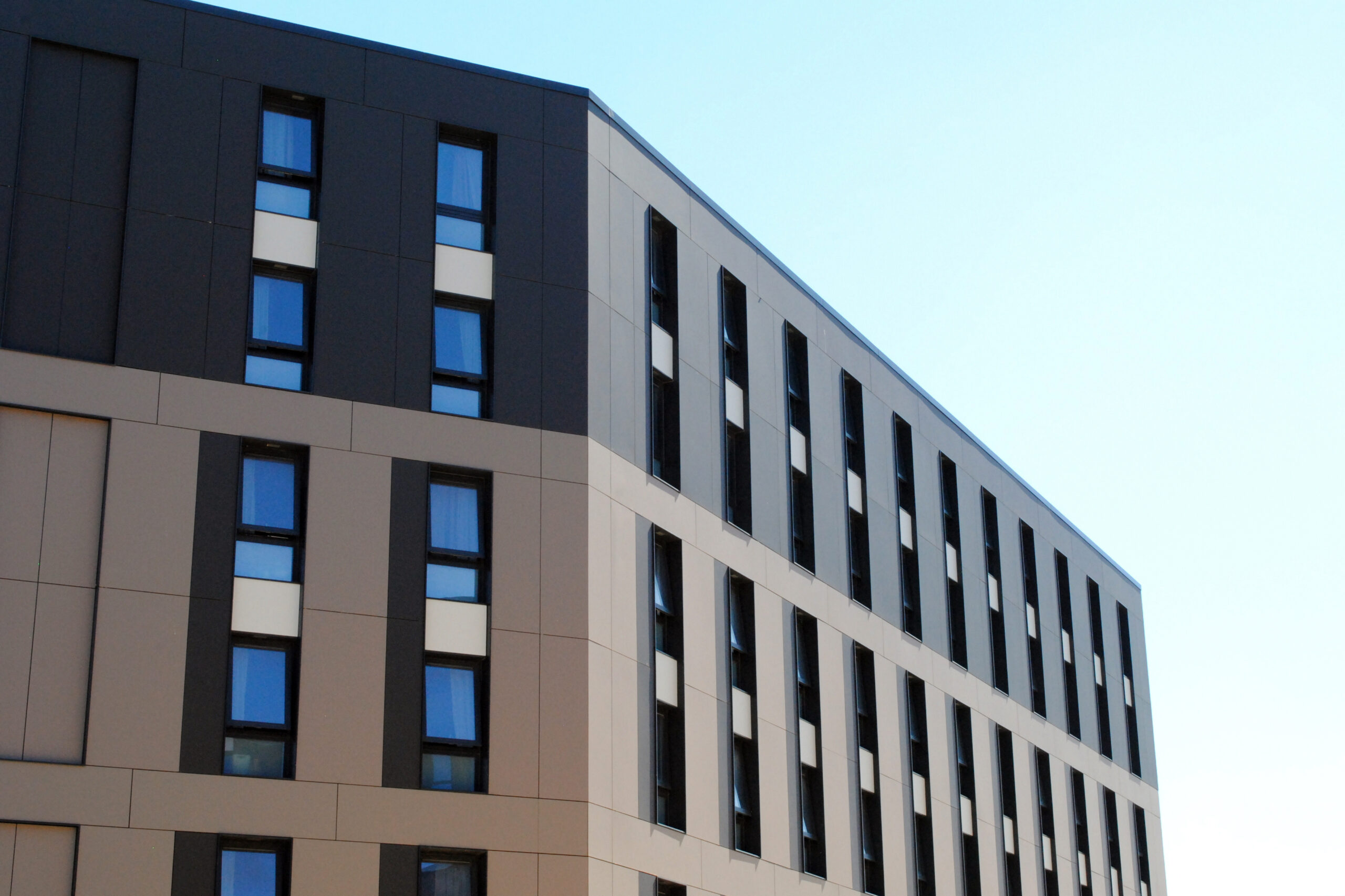 Modern Residential Building Seen from Below